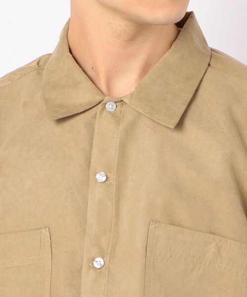 UNIVERSAL OVERALL(ユニバーサルオーバーオール)の「【UNIVERSAL OVERALL / ユニバーサルオーバーオール】ポリスエード オープンカラーシャツ #U813126(ブルゾン・メンズ・ブラック/ダークブラウン/ベージュ・M/L)」の14枚目の写真