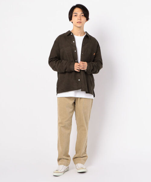 UNIVERSAL OVERALL(ユニバーサルオーバーオール)の「【UNIVERSAL OVERALL / ユニバーサルオーバーオール】ポリスエード オープンカラーシャツ #U813126(ブルゾン・メンズ・ブラック/ダークブラウン/ベージュ・M/L)」の5枚目の写真