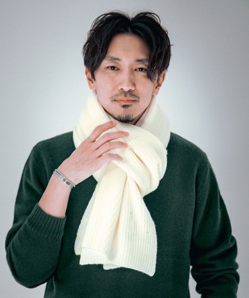 URBAN RESEARCH ROSSO MEN（アーバンリサーチロッソメン）の「ハミルトンラムズウールマフラー（マフラー・メンズ・オフホワイト/ブラック/グレー・FREE）」の4枚目の写真