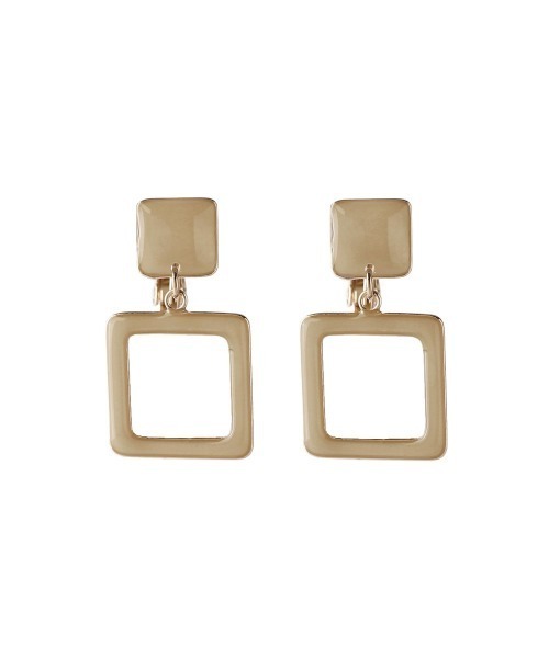 ANEMONE（アネモネ）の「つやつやプレートのシックカラーイヤリング[スクエア]（イヤリング・レディース・ブラウン/グレー/カーキ/ライトピンク・FREE）」の10枚目の写真