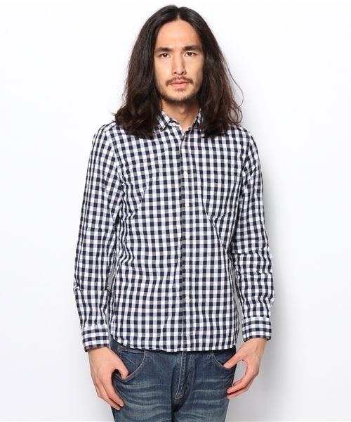 CIAOPANIC（チャオパニック）の「【Ciaopanic】ギンガムチェックシャツLS（シャツ/ブラウス・メンズ・ブラック/ネイビー/ワインレッド・MEDIUM/LARGE）」の2枚目の写真