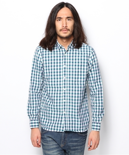 CIAOPANIC（チャオパニック）の「【Ciaopanic】ギンガムチェックシャツLS（シャツ/ブラウス・メンズ・ブラック/ネイビー/ワインレッド・MEDIUM/LARGE）」の6枚目の写真