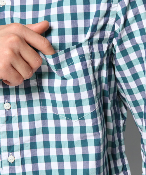 CIAOPANIC（チャオパニック）の「【Ciaopanic】ギンガムチェックシャツLS（シャツ/ブラウス・メンズ・ブラック/ネイビー/ワインレッド・MEDIUM/LARGE）」の4枚目の写真