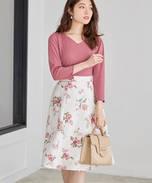 tocco closet | リブカットソー×フラワープリントドッキングワンピース(ワンピース)