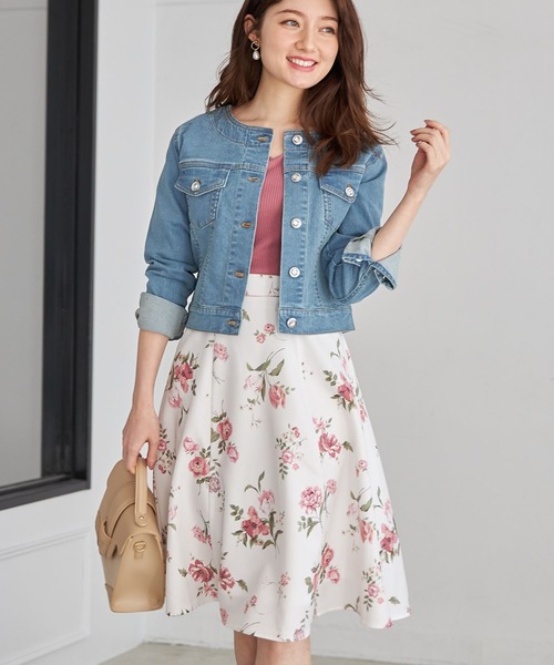 tocco closet（トッコ　クローゼット）の「リブカットソー×フラワープリントドッキングワンピース（ワンピース・レディース・ピンク/ラベンダー・M）」の8枚目の写真