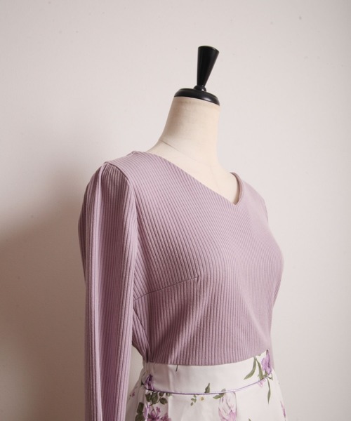 tocco closet（トッコ　クローゼット）の「リブカットソー×フラワープリントドッキングワンピース（ワンピース・レディース・ピンク/ラベンダー・M）」の15枚目の写真