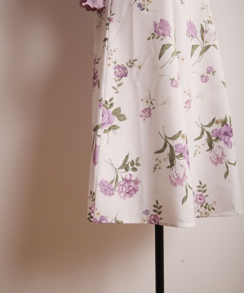 tocco closet（トッコ　クローゼット）の「リブカットソー×フラワープリントドッキングワンピース（ワンピース・レディース・ピンク/ラベンダー・M）」の17枚目の写真