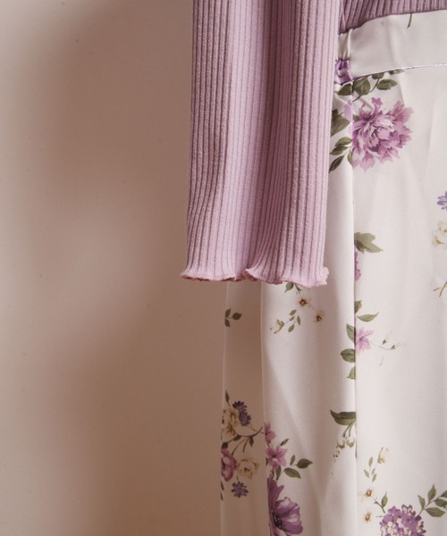 tocco closet（トッコ　クローゼット）の「リブカットソー×フラワープリントドッキングワンピース（ワンピース・レディース・ピンク/ラベンダー・M）」の18枚目の写真