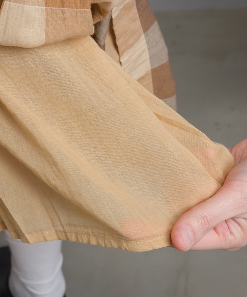 OMNES（オムネス）の「ワッシャーチェック柄  ギャザースカート（スカート・レディース・ベージュ/ブラウン・FREE）」の20枚目の写真