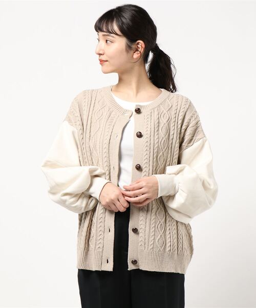 apres jour(アプレジュール)の「ニットドッキングカーディガン【ZOZOTOWN限定アイテム】(カーディガン/ボレロ・レディース・ダークブラウン/ブルー系その他/ライトベージュ・X-LARGE/フリー)」の17枚目の写真