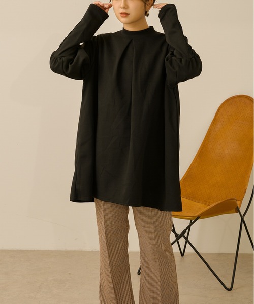 Ambre Neige（アンブルネージュ）の「バックプリーツポンチチュニック／【WEB/EC限定商品】（Tシャツ/カットソー・レディース・ブラック/グレー系その他/ブラウン系その他・FREE）」の9枚目の写真