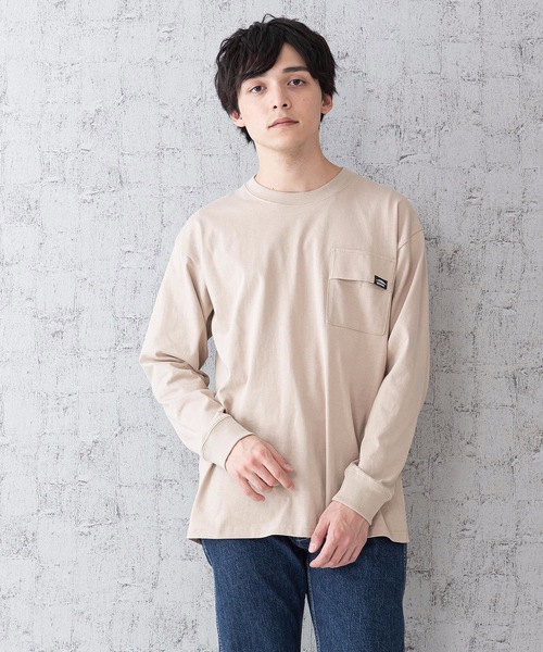 OUTDOOR PRODUCTS APPAREL(アウトドアプロダクツアパレル)の「USAコットンヘビーウェイトロンT リラックスシルエット/ビッグシルエット ブラックライン ポケット付き(Tシャツ/カットソー・メンズ・ホワイト/ブラック/ベージュ/カーキ・SMALL/LARGE/X-LARGE/MEDIUM)」の1枚目の写真