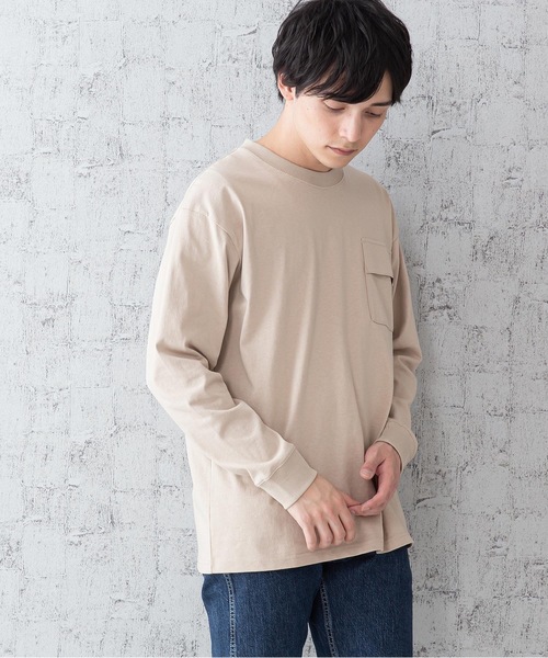 OUTDOOR PRODUCTS APPAREL(アウトドアプロダクツアパレル)の「USAコットンヘビーウェイトロンT リラックスシルエット/ビッグシルエット ブラックライン ポケット付き(Tシャツ/カットソー・メンズ・ホワイト/ブラック/ベージュ/カーキ・SMALL/LARGE/X-LARGE/MEDIUM)」の7枚目の写真