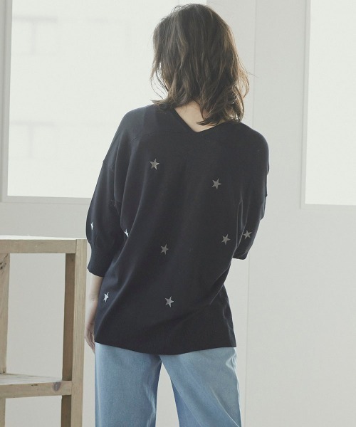 LIPSTAR（リップスター）の「星柄ニットプルオーバー（ニット/セーター・レディース・ブラック/ベージュ/グリーン・M）」の10枚目の写真