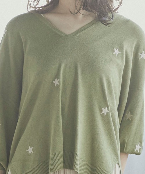 LIPSTAR（リップスター）の「星柄ニットプルオーバー（ニット/セーター・レディース・ブラック/ベージュ/グリーン・M）」の16枚目の写真