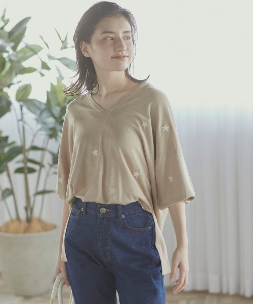 LIPSTAR（リップスター）の「星柄ニットプルオーバー（ニット/セーター・レディース・ブラック/ベージュ/グリーン・M）」の19枚目の写真