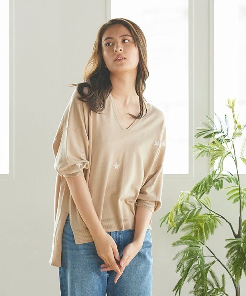 LIPSTAR（リップスター）の「星柄ニットプルオーバー（ニット/セーター・レディース・ブラック/ベージュ/グリーン・M）」の22枚目の写真