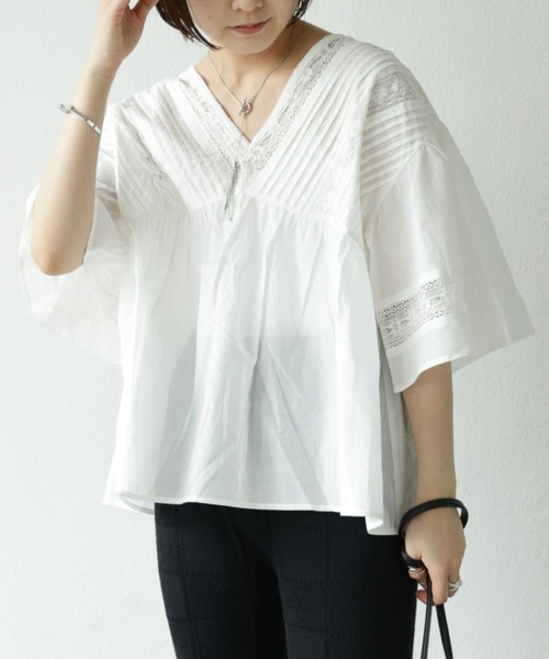 Auntie Rosa Holiday（アンティローザホリデー）の「レース使いブラウス（シャツ/ブラウス・レディース・ライトグレー/ブラウン/オフホワイト・FREE）」の7枚目の写真