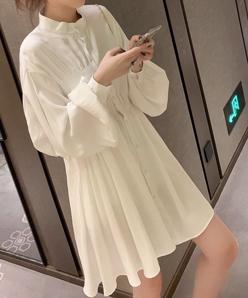 Passion（パッション）の「スリーブチュニックシャツワンピース（ワンピース・レディース・ホワイト/ブラック・L/M/XL/S）」の13枚目の写真