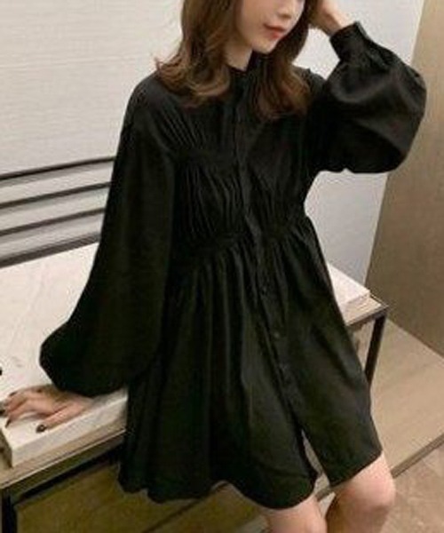 Passion（パッション）の「スリーブチュニックシャツワンピース（ワンピース・レディース・ホワイト/ブラック・L/M/XL/S）」の17枚目の写真