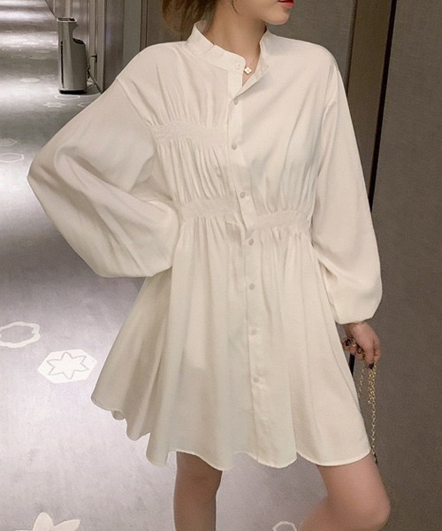 Passion（パッション）の「スリーブチュニックシャツワンピース（ワンピース・レディース・ホワイト/ブラック・L/M/XL/S）」の18枚目の写真