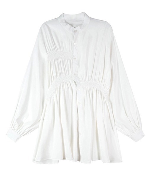 Passion（パッション）の「スリーブチュニックシャツワンピース（ワンピース・レディース・ホワイト/ブラック・L/M/XL/S）」の15枚目の写真