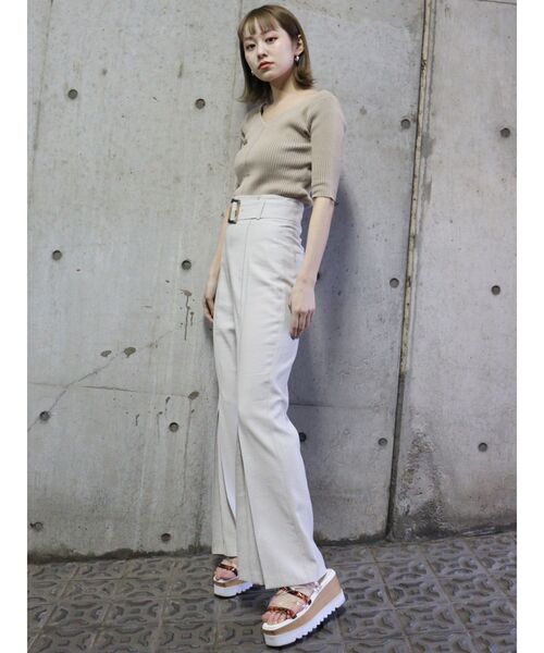 MURUA（ムルーア）の「バイウォッシュハーフニット（ニット/セーター・レディース・ライトグリーン/ブラック/ベージュ・FREE）」の6枚目の写真