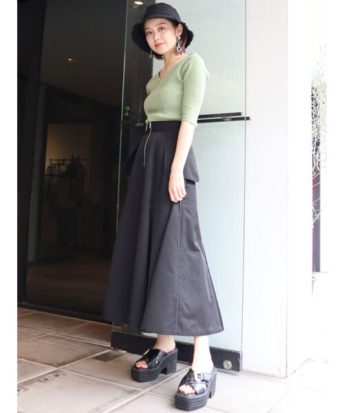 MURUA（ムルーア）の「バイウォッシュハーフニット（ニット/セーター・レディース・ライトグリーン/ブラック/ベージュ・FREE）」の10枚目の写真