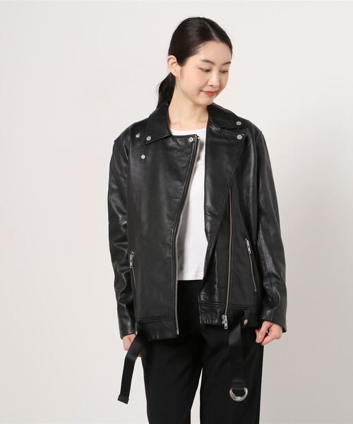 A BATHING APE（アベイシングエイプ）の「BPY BAPY LE LEATHER（ライダースジャケット・レディース・ブラック/レッド・SMALL/X-SMALL）」の4枚目の写真