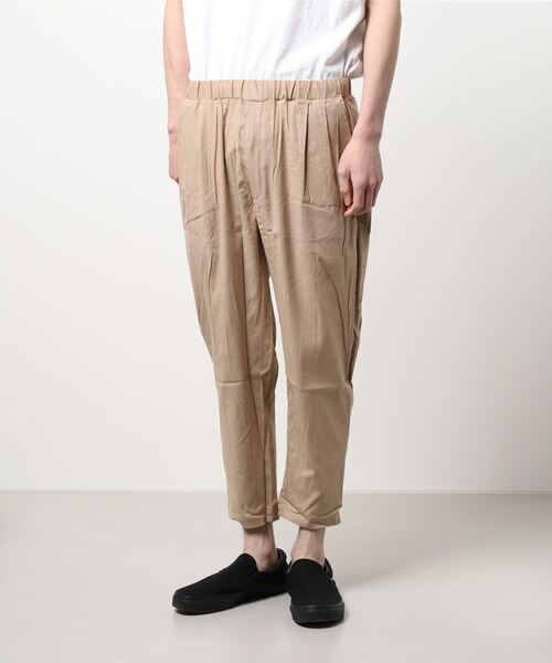 VIBGYOR(ヴィブジョー)の「VIBGYOR Select/11/-綿麻ストレッチイージーアンクルテーパードパンツ(その他パンツ・メンズ・ブラック/ベージュ/ネイビー/カーキ/キナリ・MEDIUM/LARGE/X-LARGE)」の2枚目の写真