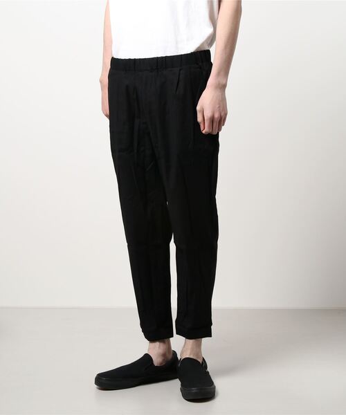 VIBGYOR(ヴィブジョー)の「VIBGYOR Select/11/-綿麻ストレッチイージーアンクルテーパードパンツ(その他パンツ・メンズ・ブラック/ベージュ/ネイビー/カーキ/キナリ・MEDIUM/LARGE/X-LARGE)」の1枚目の写真