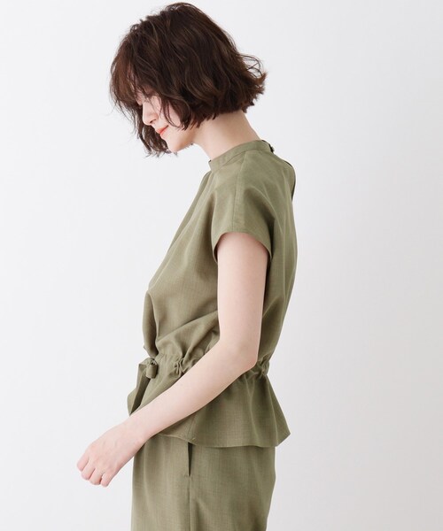 DRESKIP（ドレスキップ）の「◆リネンライクフロントリボンブラウス（シャツ/ブラウス・レディース・ネイビー/ナチュラル/レンガ/カーキ・03/02/04）」の6枚目の写真