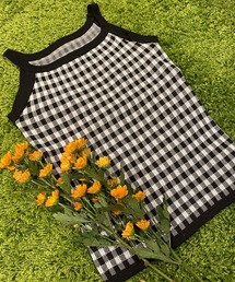 ギンガムニットキャミソール