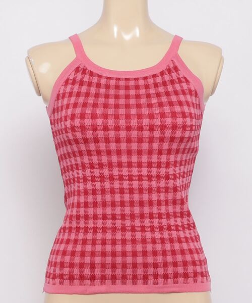 WC（ダブル シー）の「ギンガムニットキャミソール（キャミソール・レディース・ブラック/ピンク・FREE）」の7枚目の写真