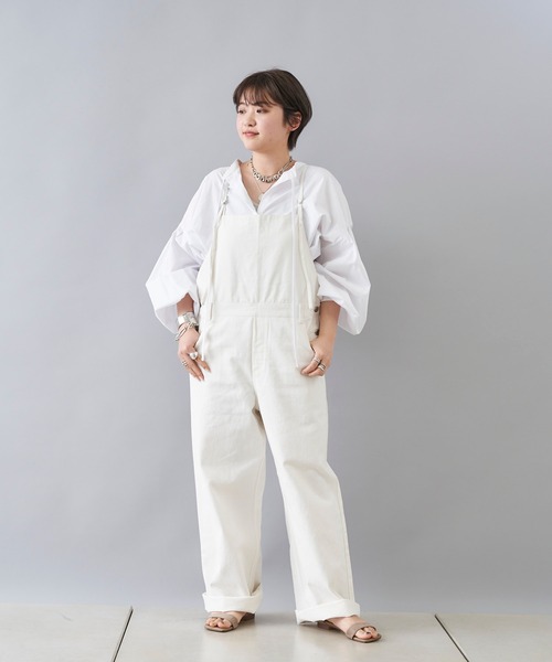 新品　DOUDOU ドゥドゥ　ツイルサロペット　オフホワイト セール】【2サイズ展開！】ツイルサロペット（サロペット