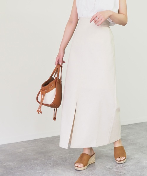 Riberry（リベリー）の「前スリットタイトスカート（スカート・レディース・ベージュ/ブラウン/カーキ/キナリ・MEDIUM）」の7枚目の写真