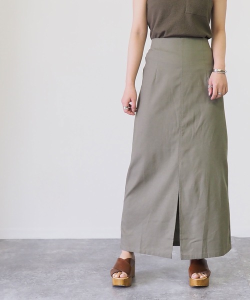 Riberry（リベリー）の「前スリットタイトスカート（スカート・レディース・ベージュ/ブラウン/カーキ/キナリ・MEDIUM）」の21枚目の写真