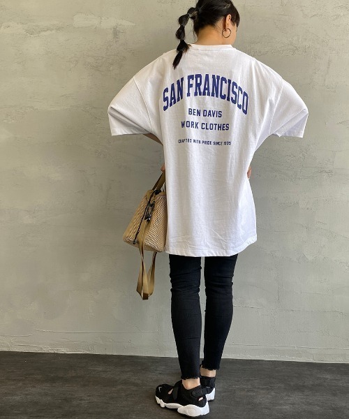 BEN DAVIS（ベンデイビス）の「[BEN DAVIS/ベンデイビス] カレッジロゴプリント ビッグシルエットTシャツ（Tシャツ/カットソー・レディース・ライトグレー/ネイビー/ブラック/ホワイト・M/L）」の21枚目の写真