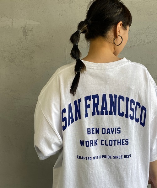 BEN DAVIS（ベンデイビス）の「[BEN DAVIS/ベンデイビス] カレッジロゴプリント ビッグシルエットTシャツ（Tシャツ/カットソー・レディース・ライトグレー/ネイビー/ブラック/ホワイト・M/L）」の6枚目の写真
