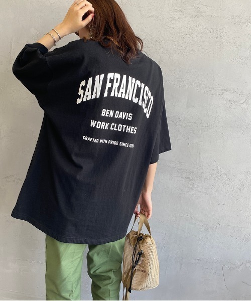 BEN DAVIS（ベンデイビス）の「[BEN DAVIS/ベンデイビス] カレッジロゴプリント ビッグシルエットTシャツ（Tシャツ/カットソー・レディース・ライトグレー/ネイビー/ブラック/ホワイト・M/L）」の22枚目の写真