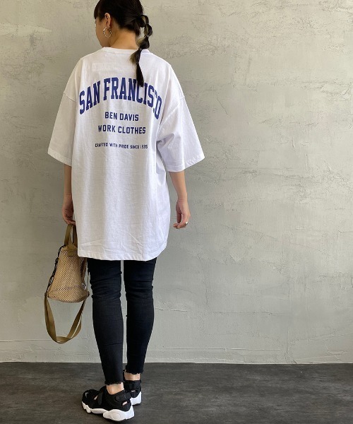 BEN DAVIS（ベンデイビス）の「[BEN DAVIS/ベンデイビス] カレッジロゴプリント ビッグシルエットTシャツ（Tシャツ/カットソー・レディース・ライトグレー/ネイビー/ブラック/ホワイト・M/L）」の8枚目の写真