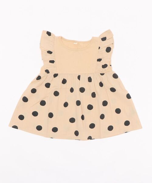 DISCOAT（ディスコート）の「【キッズ】EC店舗限定綿麻フリルプリントブラウス（シャツ/ブラウス・キッズ・ベージュ/ネイビー/バイオレット・120/130）」の2枚目の写真