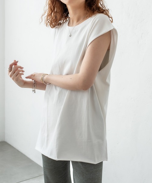 mystic（ミスティック）の「BIGノースリTシャツ（Tシャツ/カットソー・レディース・オフホワイト/グリーン/ブラック・FREE）」の2枚目の写真