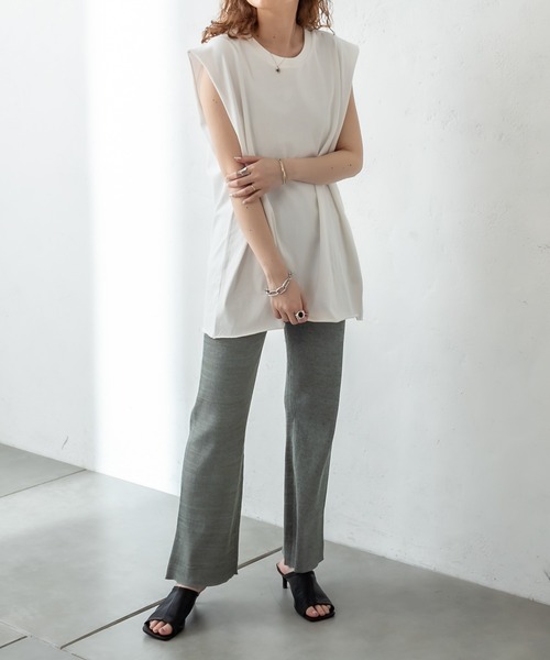 mystic（ミスティック）の「BIGノースリTシャツ（Tシャツ/カットソー・レディース・オフホワイト/グリーン/ブラック・FREE）」の5枚目の写真