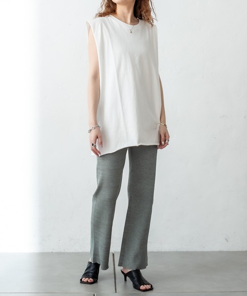 mystic（ミスティック）の「BIGノースリTシャツ（Tシャツ/カットソー・レディース・オフホワイト/グリーン/ブラック・FREE）」の4枚目の写真