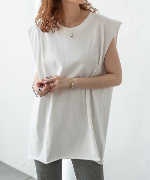 mystic（ミスティック）の「BIGノースリTシャツ（Tシャツ/カットソー・レディース・オフホワイト/グリーン/ブラック・FREE）」の17枚目の写真