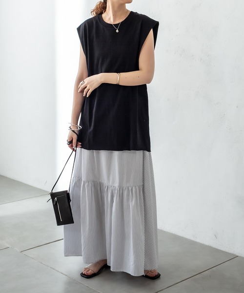 mystic（ミスティック）の「BIGノースリTシャツ（Tシャツ/カットソー・レディース・オフホワイト/グリーン/ブラック・FREE）」の9枚目の写真