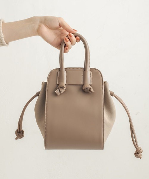 CAPRICIEUX LE'MAGE(カプリシューレマージュ)の「スエードコンビミニトートバッグ(ハンドバッグ・レディース・ブラック/ブラウン/グレイッシュベージュ・ONESIZE)」の5枚目の写真