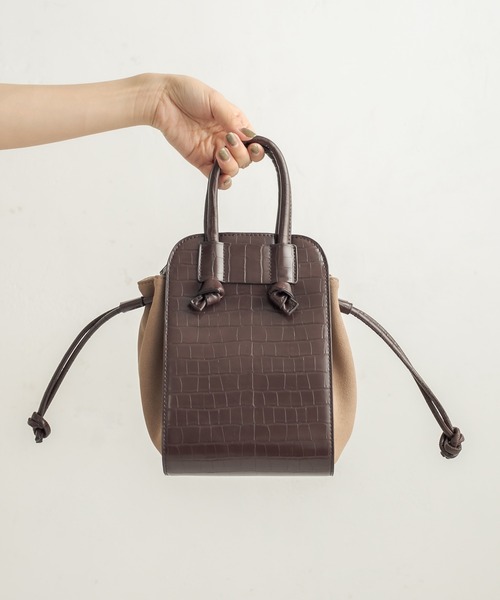 CAPRICIEUX LE'MAGE(カプリシューレマージュ)の「スエードコンビミニトートバッグ(ハンドバッグ・レディース・ブラック/ブラウン/グレイッシュベージュ・ONESIZE)」の6枚目の写真