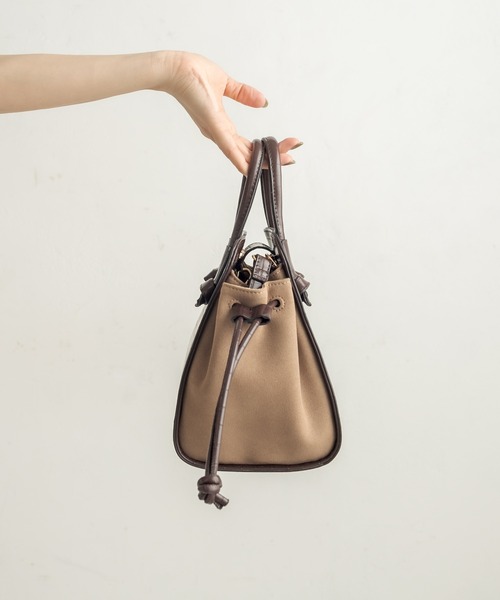 CAPRICIEUX LE'MAGE(カプリシューレマージュ)の「スエードコンビミニトートバッグ(ハンドバッグ・レディース・ブラック/ブラウン/グレイッシュベージュ・ONESIZE)」の10枚目の写真